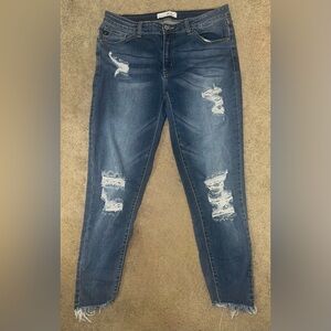 KanCan Distressed Skinny Jeans Frayed Hem